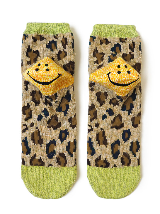 Picture No.1 of KAPITAL 84 RAINBOWY HAPPY HEEL Leopard Ankle Socks K2205XG539