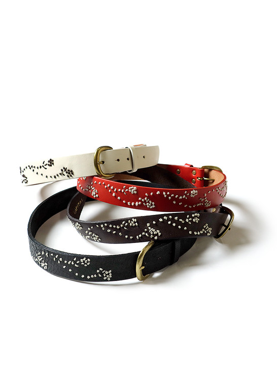 KAPITAL Belts Leather Hand Embroidery Belt (Garden Flower)