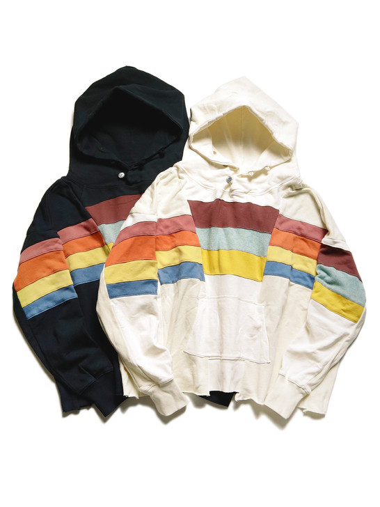 Picture No.1 of KAPITAL Fleece Reconstruction BIG Hood Sweatshirt (RAINBOW Remake) KR2203LC03