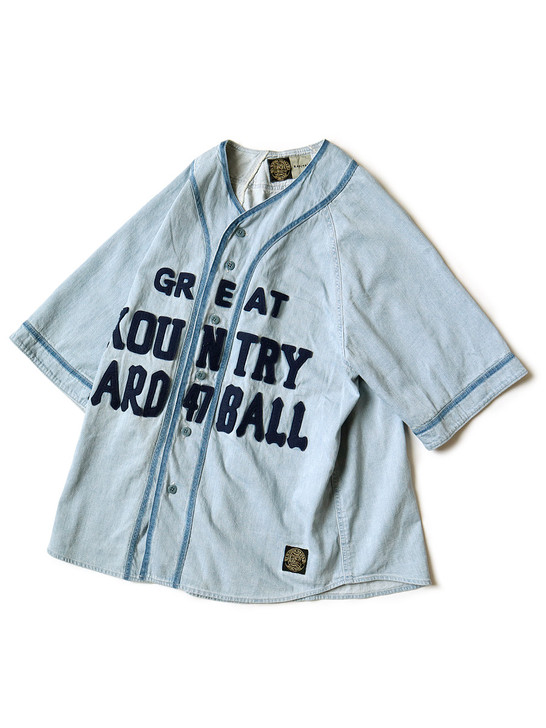 Kapital 8oz Denim Great Kountry Damaged Baseball Shirt