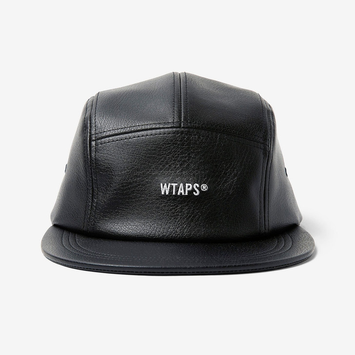 WTAPS ダブルタップス 22AW T-5 04 / CAP / SYNTHETIC. SIGN 刺繍 ロゴ レザー キャップ 帽子 ブラック 222HCDT-HT13