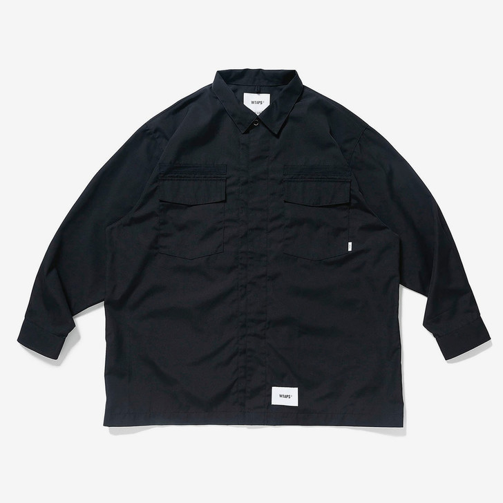 22SS WTAPS HUEY LS POLY TWILL BLACK Mシャツ - SBINTERNATIONAL