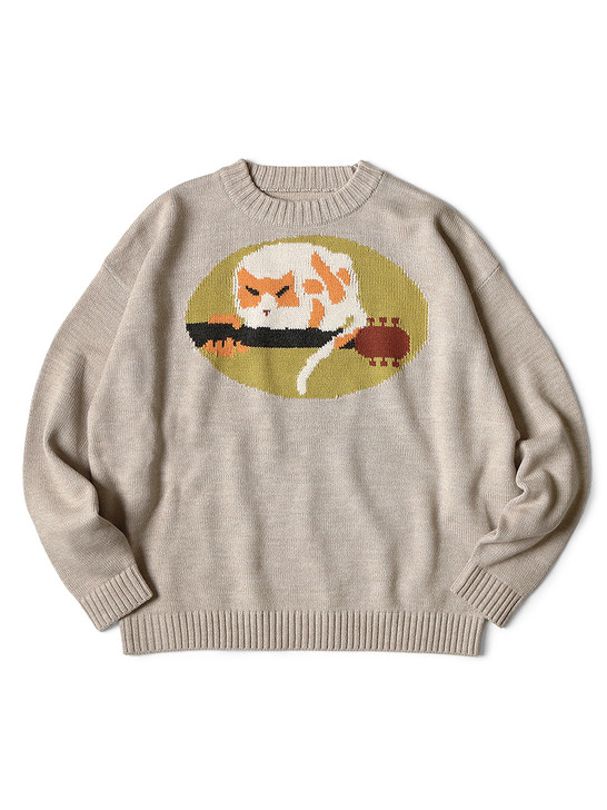 Picture No.1 of KAPITAL 7G Wool Crew Sweater (FAT CAT ON LEGEND LIVE) K2210KN111