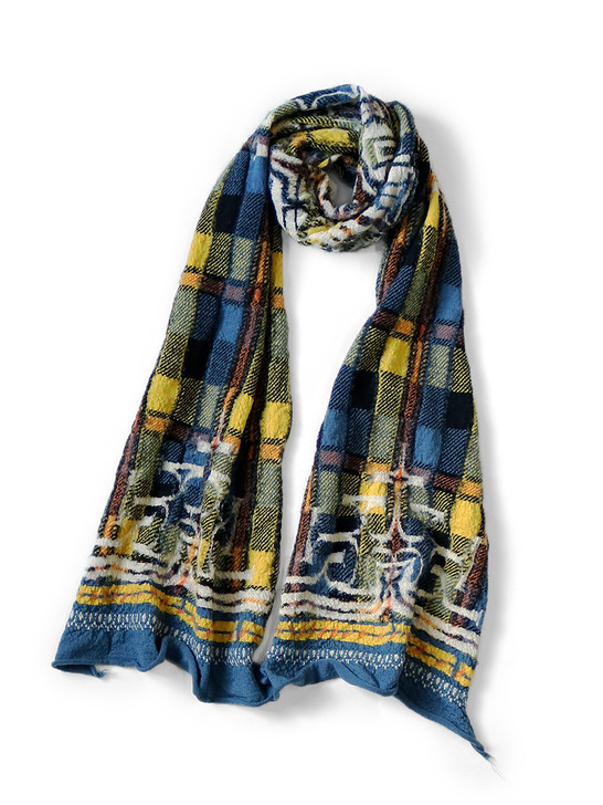 KAPITAL Scarves Filted Wool Tartan Ainu HAPPY Muffler