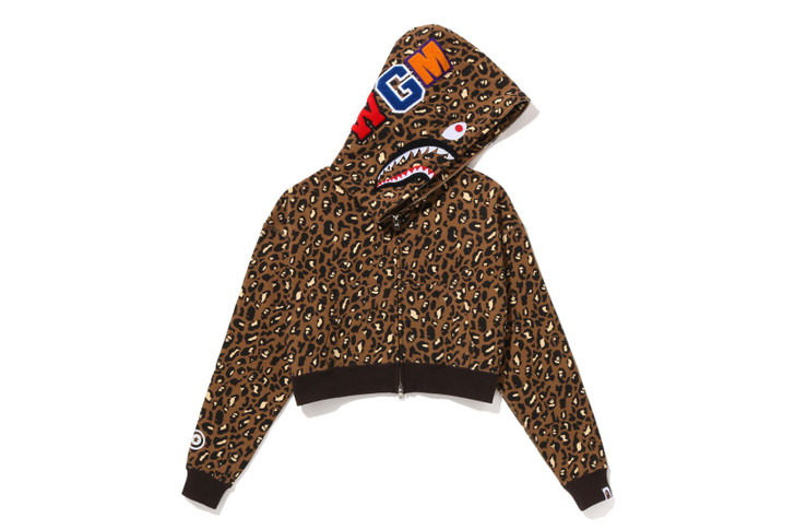 Picture No.1 of BAPE LEOPARD CROPPED SHARK FULL ZIP HOODIE 1I80-215-004