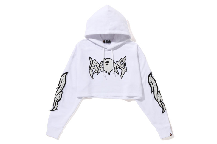 【限定割引】BAPE GRAFFITI STUDDED CROPPED HOODIE L トップス