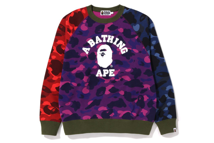 Picture No.1 of BAPE CRAZY CAMO RELAXED FIT COLLEGE CREWNECK 1I80-113-009