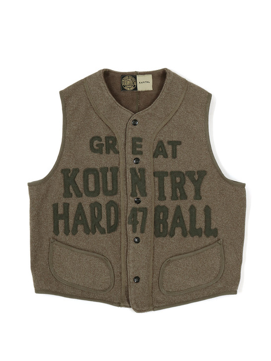 Picture No.1 of KAPITAL Beach Fleece Baseball Vest (GREAT KOUNTRY) K2210SJ100