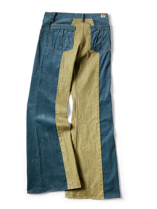 Picture No.1 of KAPITAL Corduroy x Denim 2TONE Gypsy Flare Pants K2209LP020