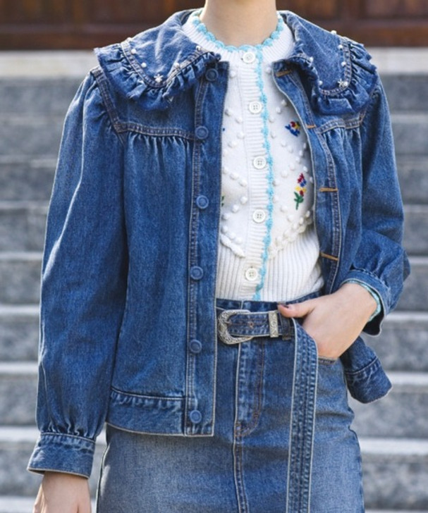 Picture No.1 of BAPY BAPY/ Frill Collar Denim Jacket BPYJKJK7184XH