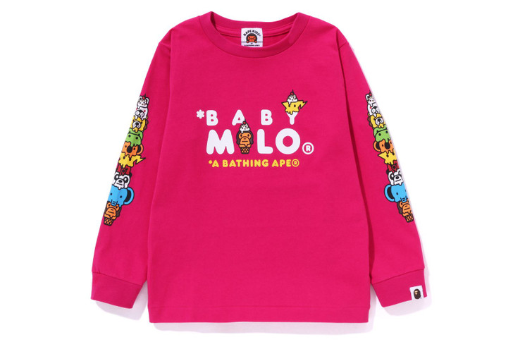 BAPE CUT AND SEWN BABY MILO FRIENDS ICE CREAM L/S TEE
