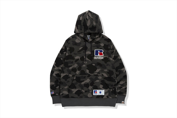 CUT AND SEWN [BAPE X RUSSELL] COLOR CAMO COLLEGE PULLOVER HOODIE