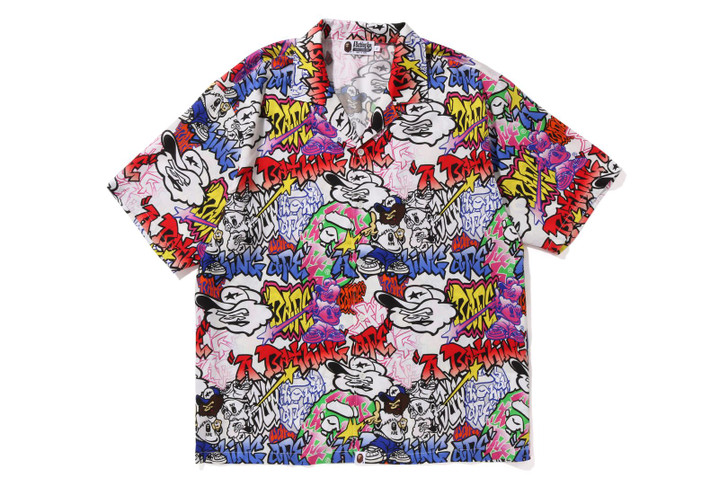 Picture No.1 of BAPE GRAFFITI PATTERN HAWAIIAN SHIRT 1J30-132-055