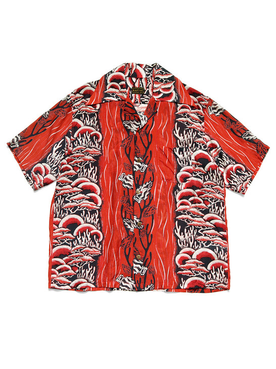 Picture No.1 of KAPITAL Silk Rayon Souffle &Amp; Arrowhead pt Rangle Collar Aloha Shirt K2304SS133