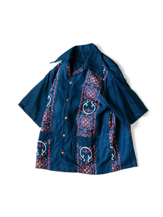 Kapital Linen Cuban Shirt リネン　キューバシャツ KAPITAL Shirt (Short Sleeve) French Cross Linen Habananaja Pattern