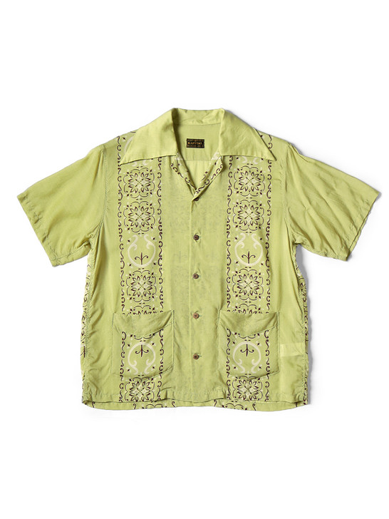 Picture No.1 of KAPITAL Silk Rayon Habananaja Pattern Langur Collar Cuban Shirt (Short Sleeve) K2305SS169