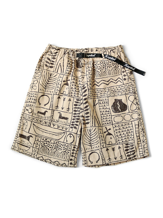 Picture No.1 of KAPITAL CANVAS CANYON LAND PRINT EASY SHORTS K2305SP174