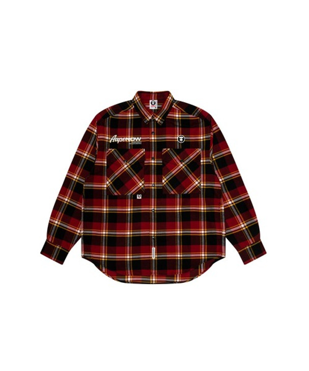 XL AAPE NOW CHECK LONG SLEEVE SHIRTS - スケートボード