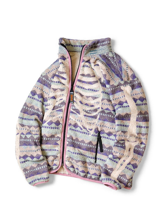 KAPITAL Sweat Shirt Ashland Stripe & BONE Pattern Fleece ZIP Blouson