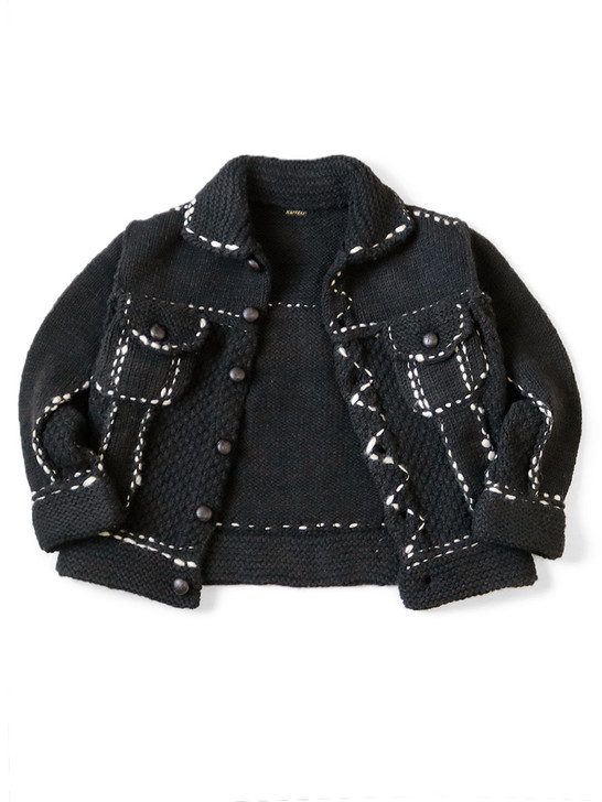 KAPITAL Knit Sweater Wool Hand Knit Cowichan G Jean