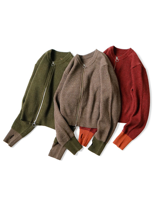 8G Wool Rim Knit ZIP Short Cardigan K2311KN157