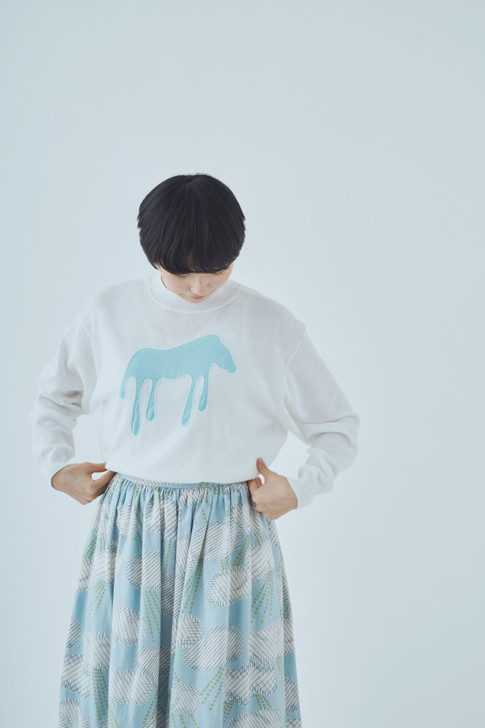 Picture No.1 of minä perhonen liquide “Horse” Long sleeve Knit Pullover 2021 s/s ZS8567