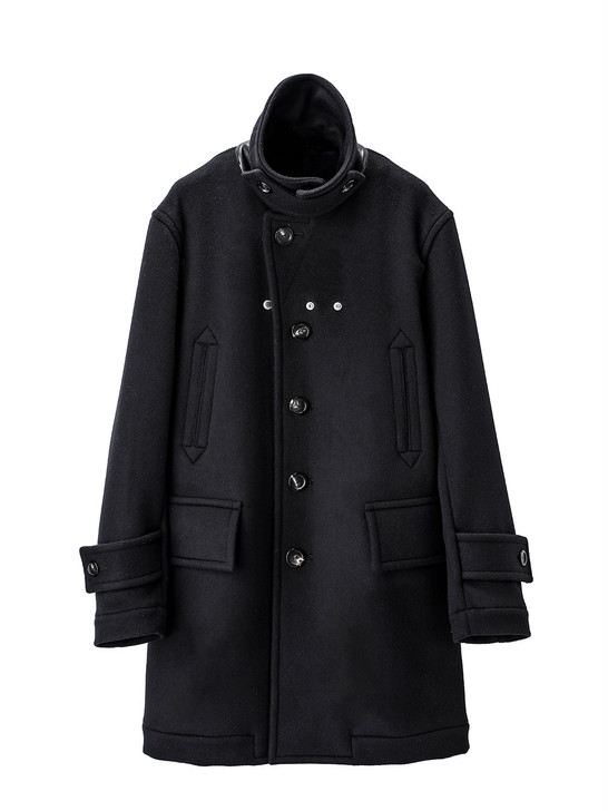 right - left pencil silhouette single breasted peacoat. 7154675843211