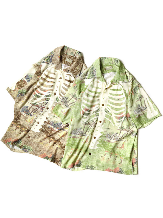 KAPITAL Shirt (Short Sleeve) Rayon Kamehameha BONEpt Aloha Shirt