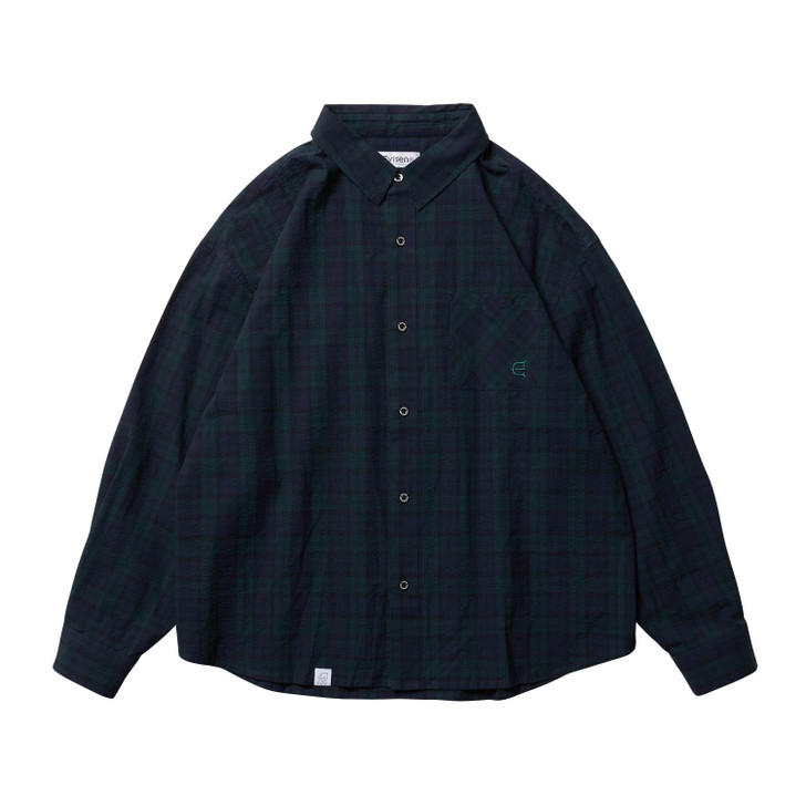 Picture No.1 of Evisen Skateboards SEERSUCKER PLAID L/S SHIRT - GREEN 9035571200314