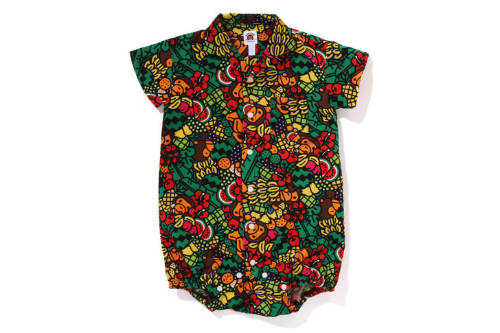 Picture No.1 of BAPE BABY MILO TROPICAL OPEN COLLAR SHIRT ROMPERS 2K30-583-004
