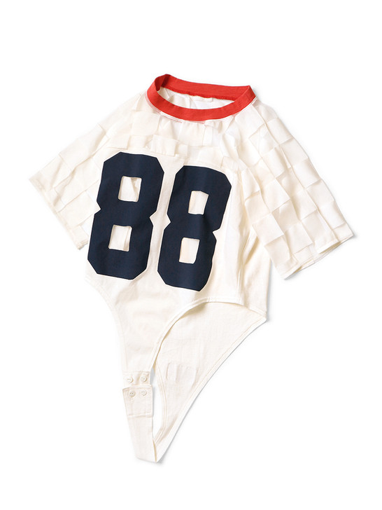 KAPITAL T-Shirt Opal Jersey Sheer Flag Racer T-Shirt (88Pt)