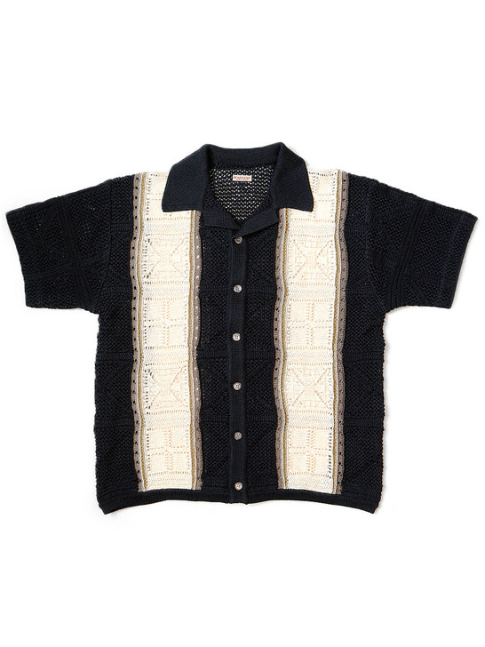 KAPITAL Knit Sweater 7G Crochet Knit Tennessee Aloha Polo