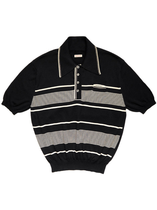 KAPITAL Knit Sweater 14G Cotton Knit Striped Carol Polo