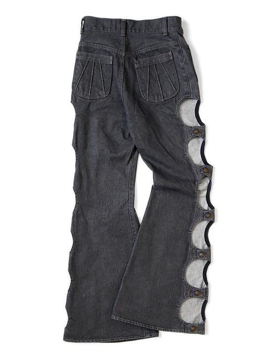 KAPITAL Pants 14Oz Black Denim Freewheel Flare Pants