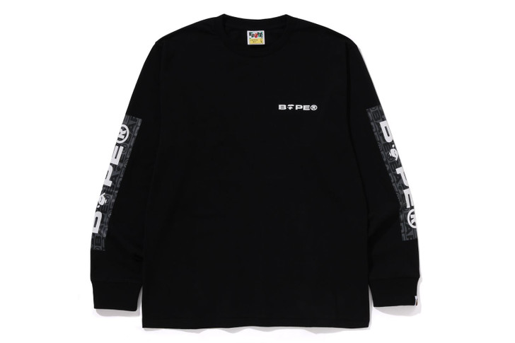 BAPE CUT AND SEWN LUX SPORT PATTERN LOGO LS TEE