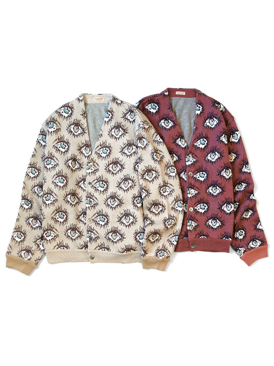 KAPITAL Knit Sweater 8G Jacquard Knit SPEAKEASY Pattern Short Cardigan