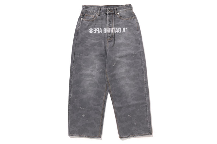 パンツ BAPE 1ST CAMO LOOSE FIT DENIM PANTS BAPE Black 1st Camo Destroyed Loose Fit 12 Oz Denim Jeans A