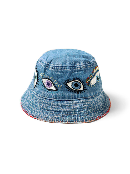 キャピタル 12ozデニム バケットチューリップHAT SPEAKEASY刺繍 KAPITAL Hat/Cap 12Oz Denim Bucket hat (SPEAKEASY Embroidery)