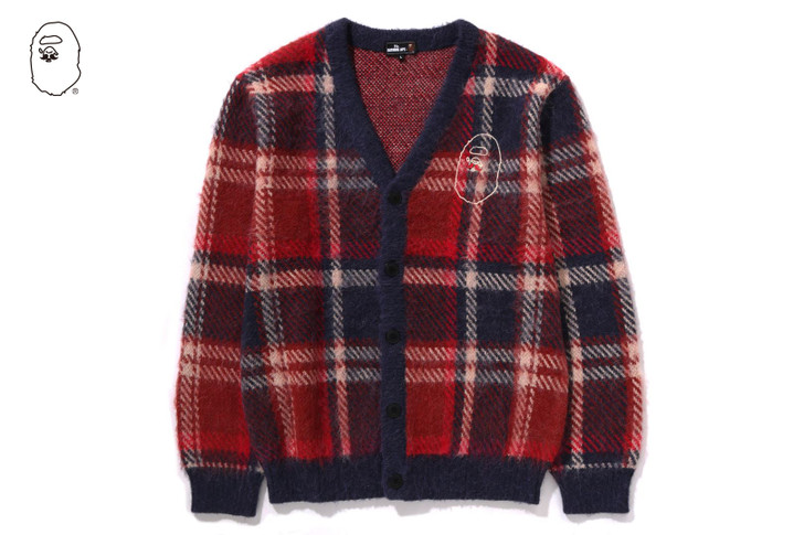 Picture No.1 of BAPE MR.BATHING APE MOHAIR CHECK JACQUARD CARDIGAN 7K80-120-305