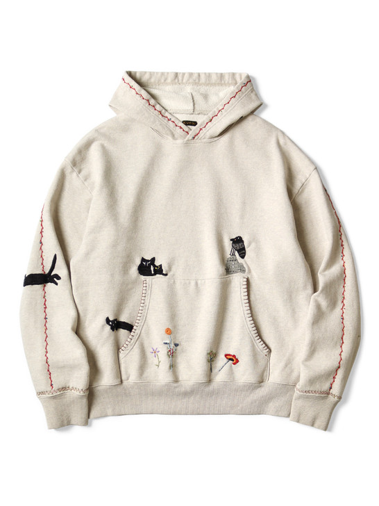 KAPITAL TOPフードスウェットK2503LC102 フーディ Size3 KAPITAL Sweat Shirt TOP Fleece Hooded Sweatshirt (Crow And Cat