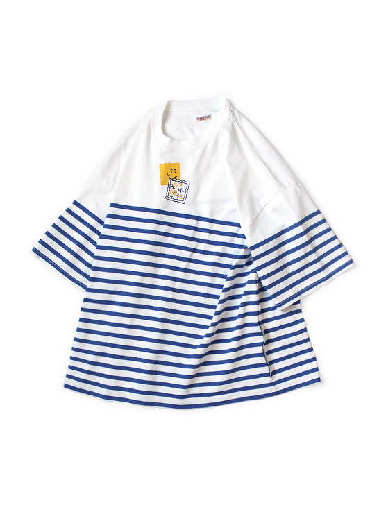 KAPITAL T-Shirt Panel Border Jersey BOX-T (PECKISH SMALL RAINBOW Ypt)