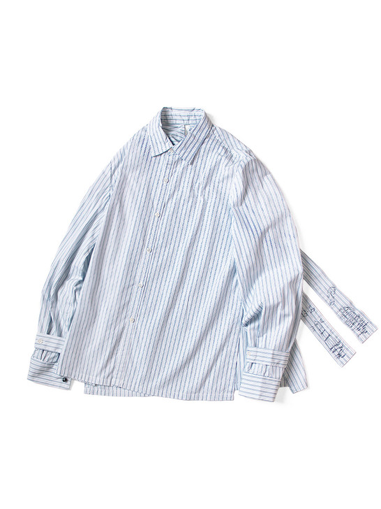 Picture No.1 of KAPITAL Cotton Stripe Sparrow Shirt (Lighthouse Embroidery) K2503LS100
