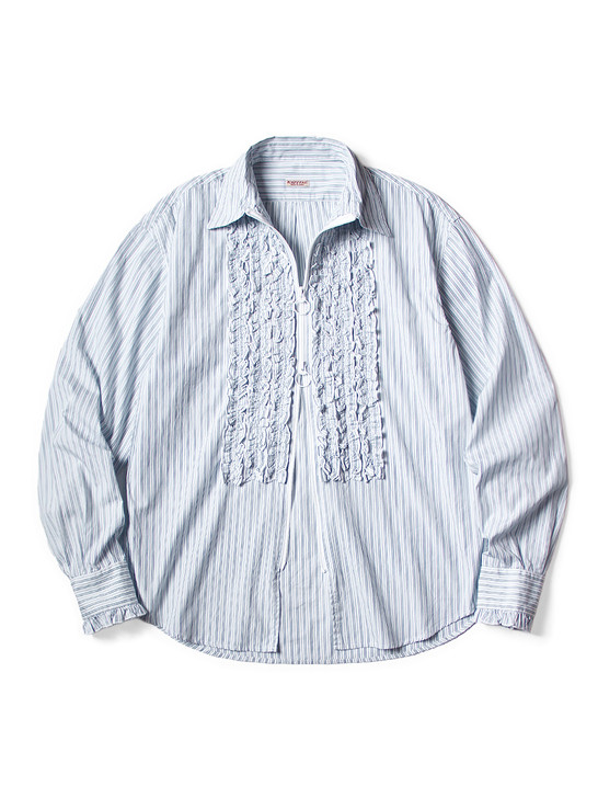 Picture No.1 of KAPITAL Cotton Striped zipper Frill Shirt K2503LS046