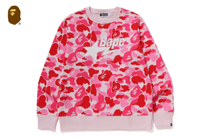 ABC CAMO RHINESTONE BAPE STA CREWNECK SWEATSHIRT 1L80-113-013