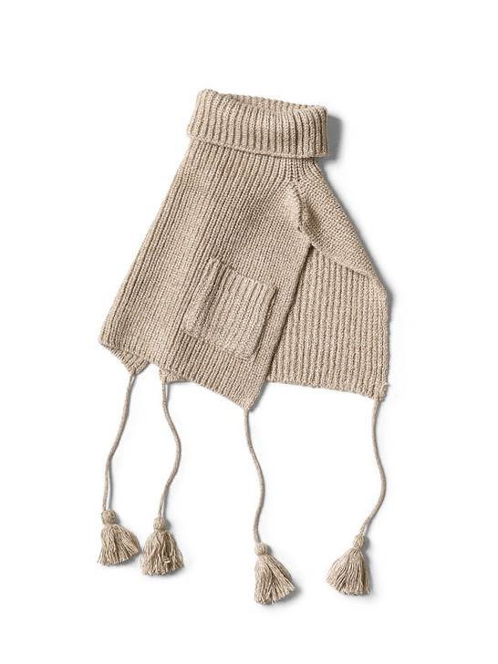 7G Wool Rib Knit High Neck Bib Poncho K2511XG561