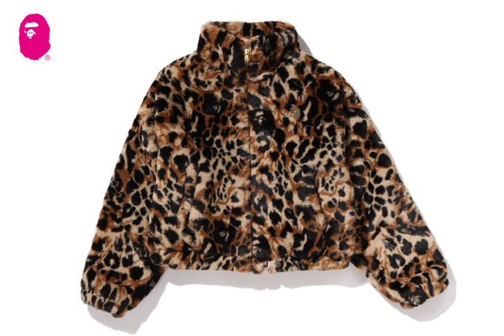 WILD LEOPARD PATTERN ONE POINT LONG FUR JACKET 1L80-241-301
