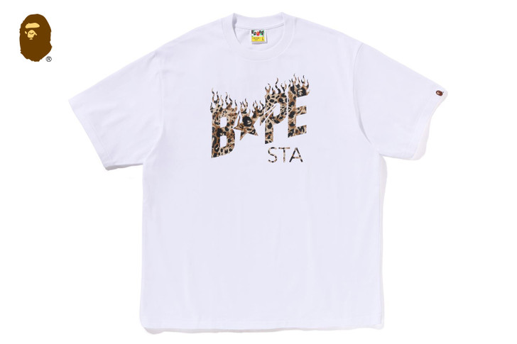 WILD LEOPARD PATTERN BAPE STA LOGO RELAXED FIT TEE 1L80-110-305