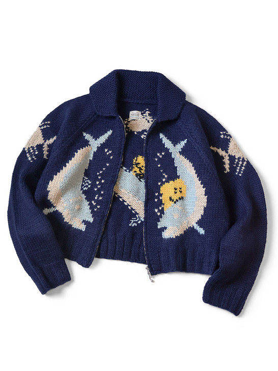 Hand-knitted Peckish Trout Zip Bolero K2511KN155