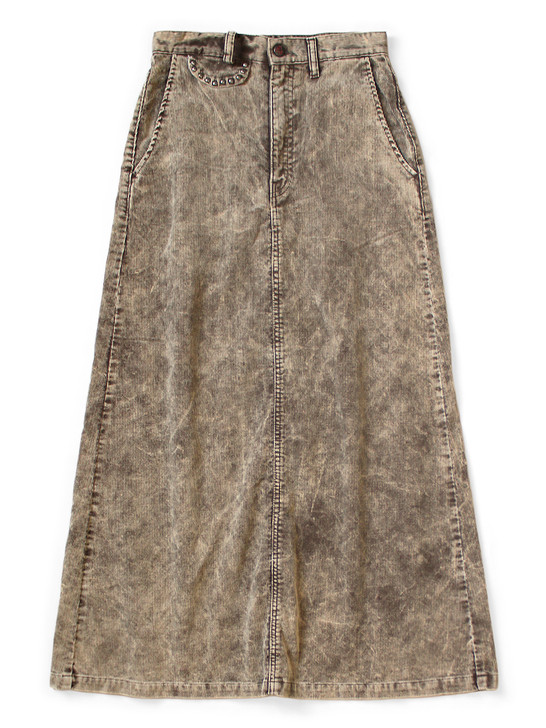 14W Corduroy Boogie Day High-Waist Maxi Skirt (Dirty Dyed) K2509SK088