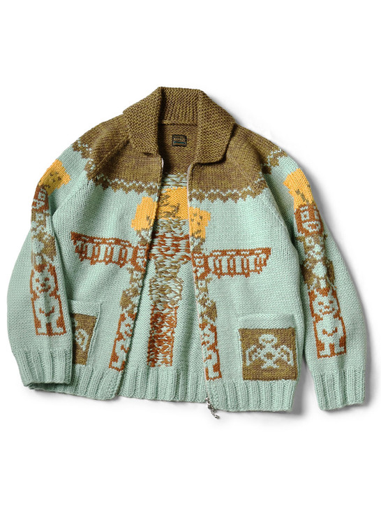 Hand-knitted PECKISH Totem Pole Zip Cardigan K2511KN182